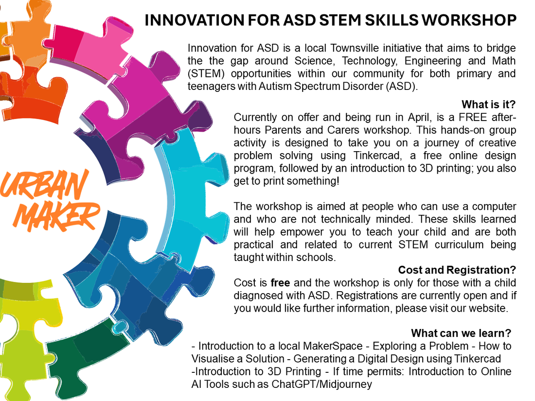 April Innovation for ASD Free Parents and Carer Workshop Flyer